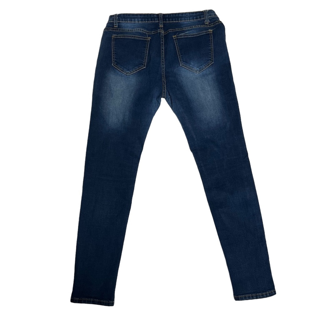 Encore Jeans Women Juniors Ripped Distressed Skinny Blue Denim Jeans Size 13